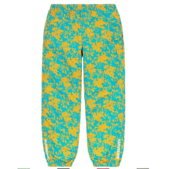 Supreme Pants - SUPREME WARM UP PANT WATER RESISTANT TEAL FLORAL SIZE XL
